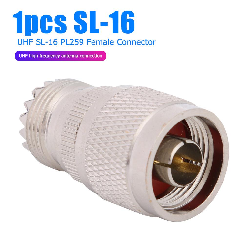 N Type L16 Male Plug to UHF SL-16 PL259 Female RF Coax Adapter Connector Walkie-Talkie Feeder Cable Connector Copper: A