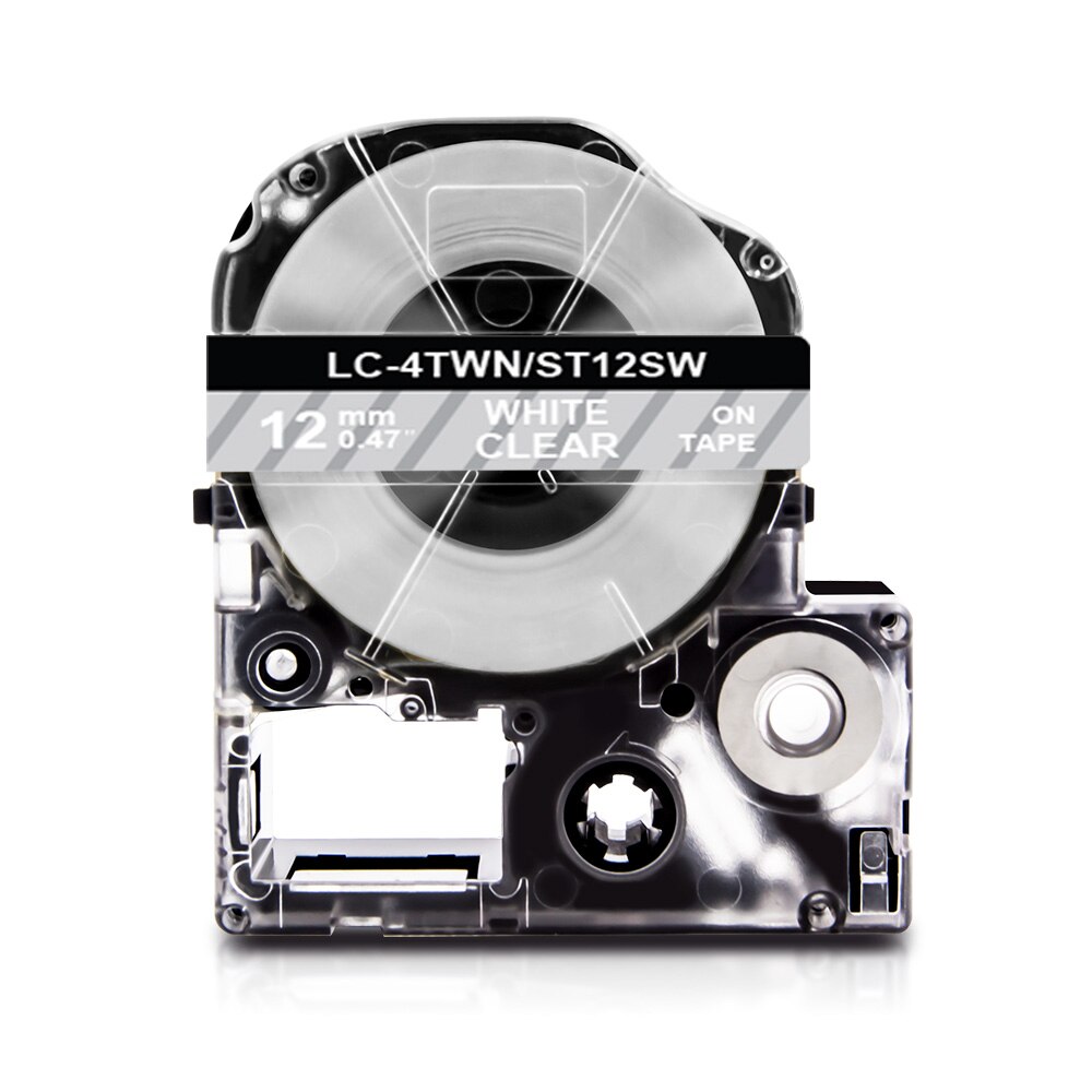 UniPlus 6PK Strong Adhesive Label Tape White on Clear Printer Ribbon Fit Epson Kingjim Label Maker LW-K400 LW-700 LW-900P 1000P