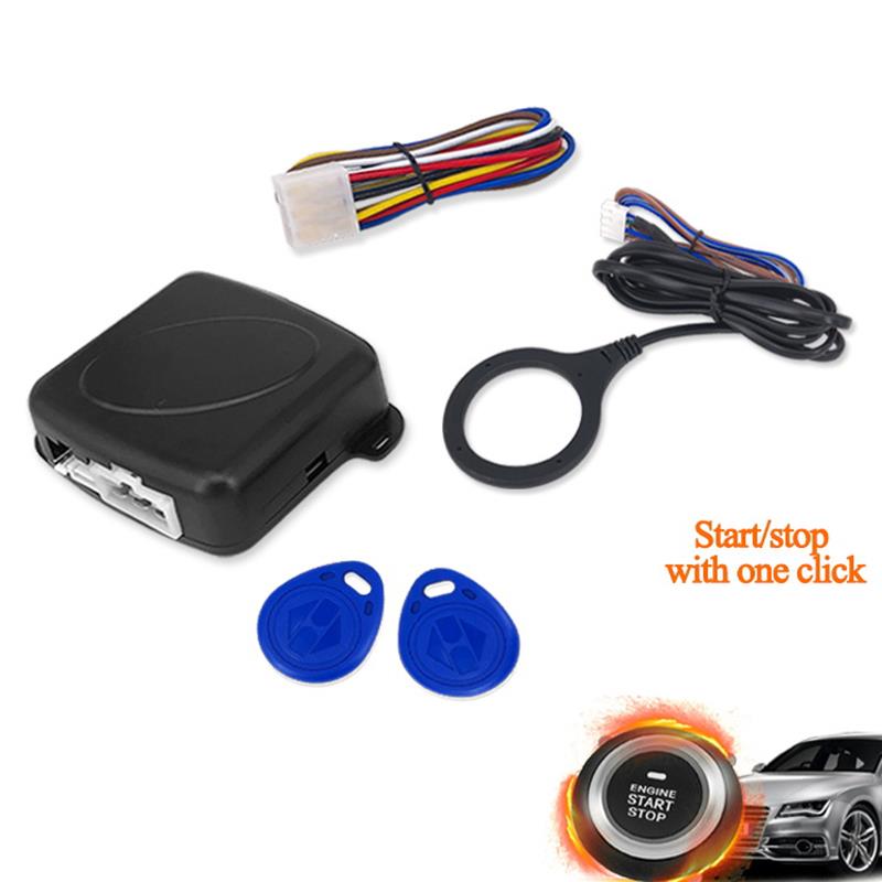 Car Smart Alarm System Push Engine Start Stop Button Lock Ignition Immobilizer with Remote Keyless Entry System 12V