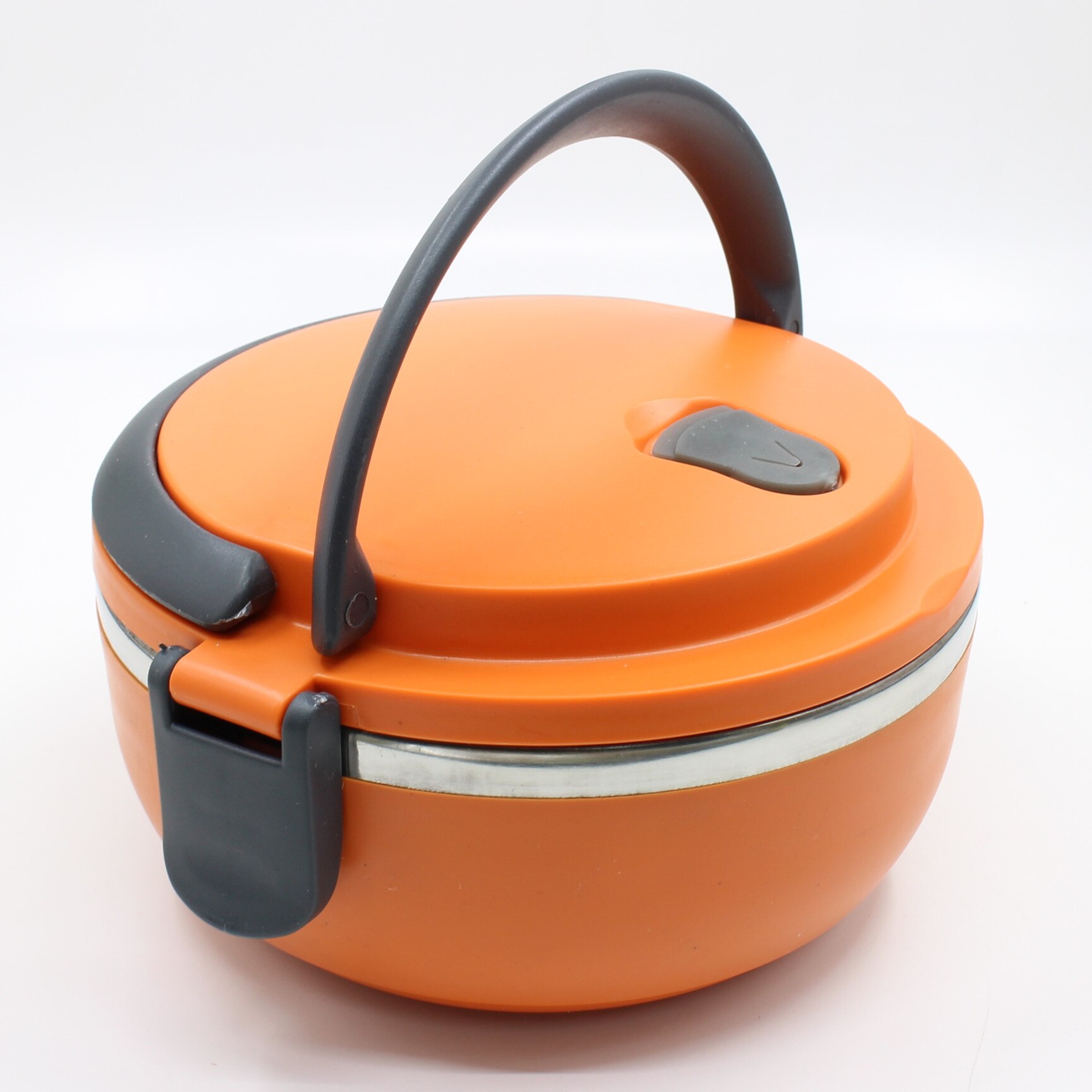 Rvs lunchbox milieuvriendelijke plastic thermische voedselcontainer draagbare lunchbox voor kinderen kantoor school bento lunchbox: Oranje zwarte handgreep