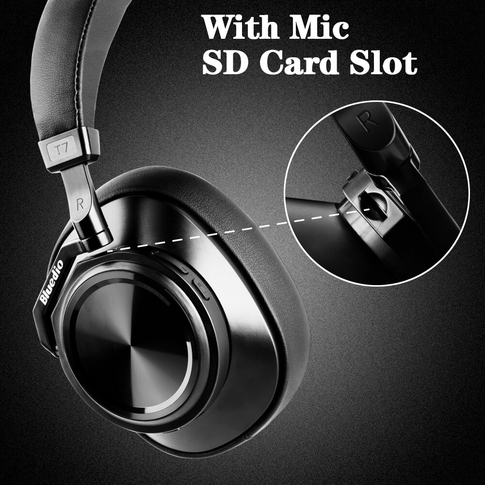 Bluedio T7 + Hoofdtelefoon Bluetooth Gebruiker Gedefinieerde Active Noise Cancelling Draadloze Headset Met Microp Voor Telefoon Ondersteuning Sd-kaart slot