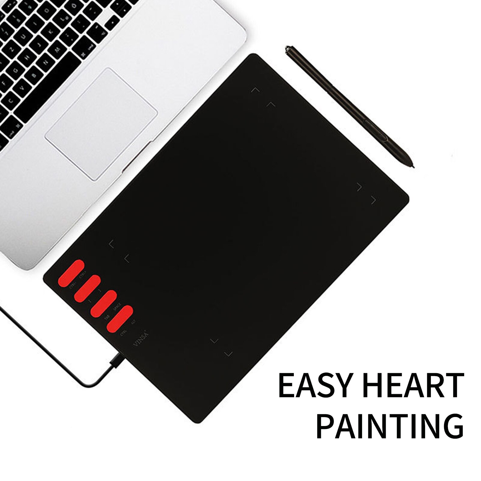 T505 Graphics Drawing Tablet Ultralight Art Creation Sketch Battery-free Stylus 30 Pen Nibs 8192 Levels Pressure 8 Shortcut Keys