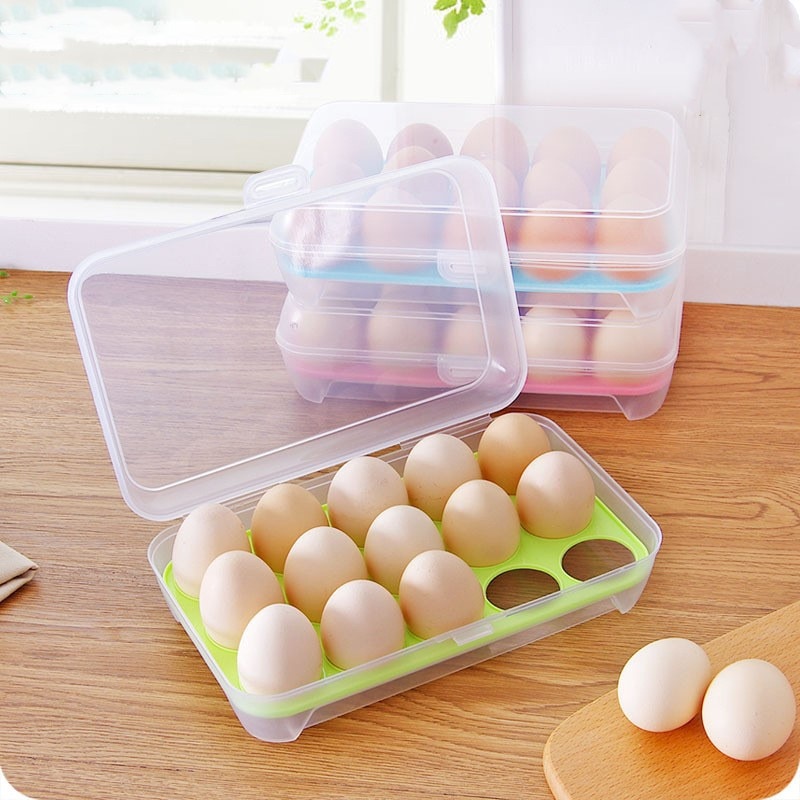 egg bruddsikker plast 15 gitter egg kjøleskap egg oppbevaringsboks etui matte oppbevaring beholder egg separator