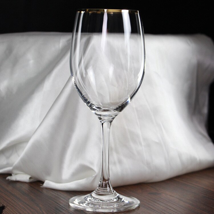 home decoration gold rim red wine glass classic transparent red wine glass crystal glass rim thickening 350ml: 350ml gold