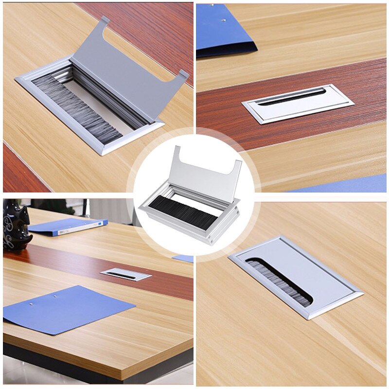 Aluminum alloy rectangular desk cable grommets wire hole cover Cable Outlet Port Surface table cable hole Furniture Hardware