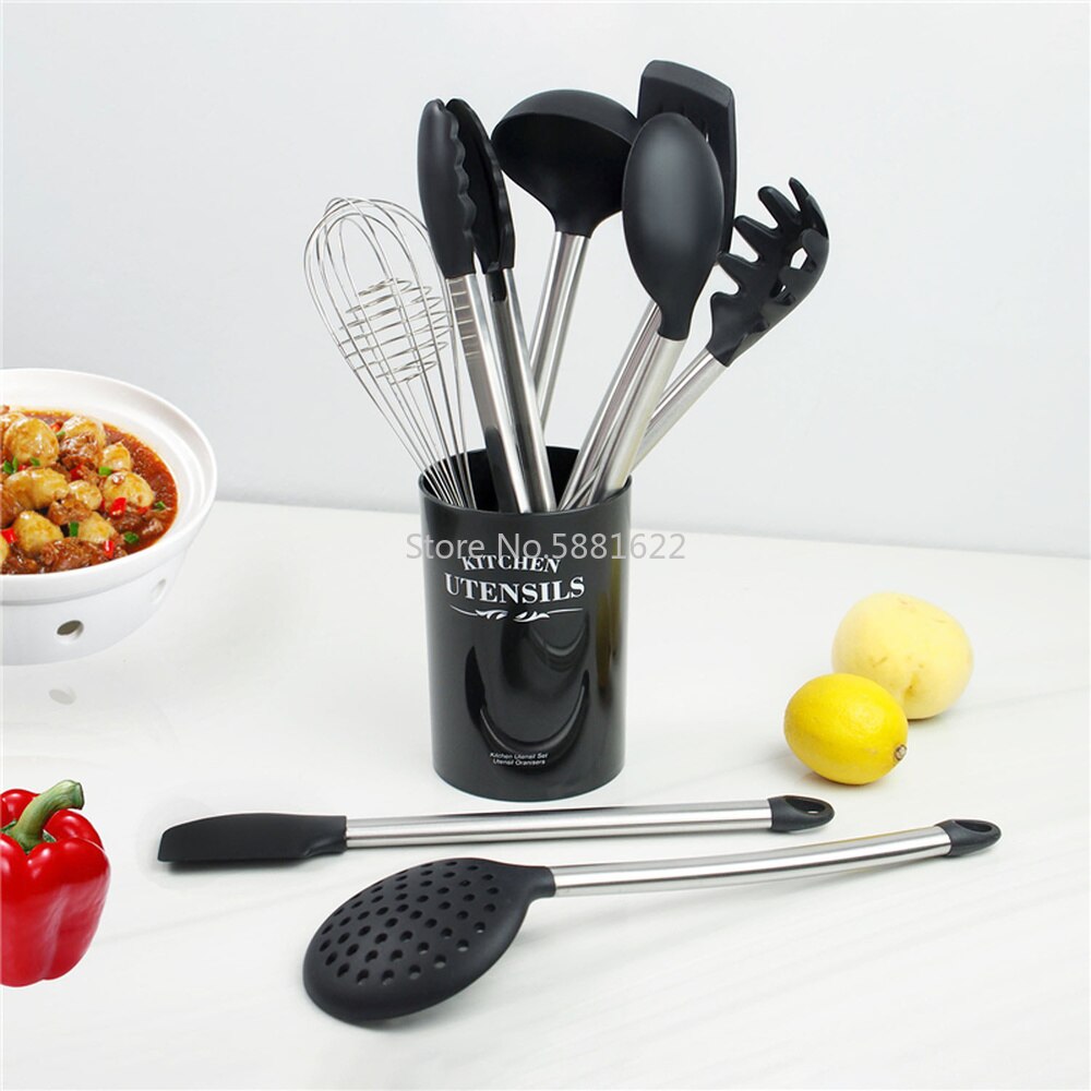 Gray Silicone Kitchen Set 8/9pcs Kitchen Utensils Set Stainless Steel Handle Non-stick Pan Spatula Cooking Utensils Kitchenware