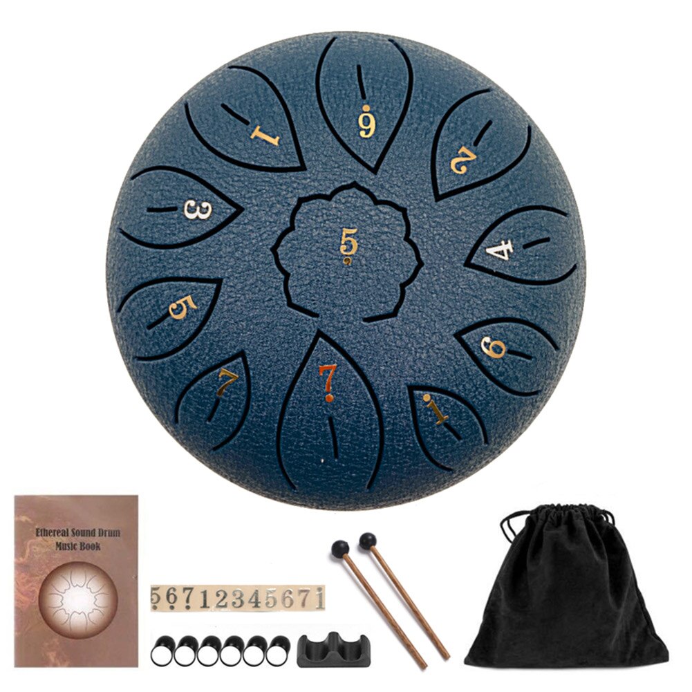 6 pouces 8/11 air Percussion Instrument de musique langue en acier tambour pour débutant air main tampon de batterie bâtons sac de transport Percussion: Navy blue 11 Tune