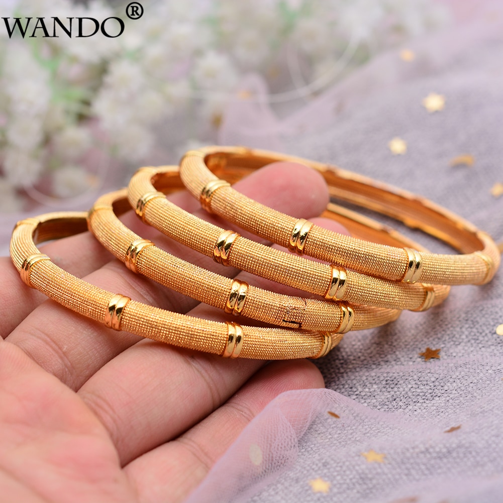 WANDO 4 piezas nueva dama lujo oro Color joyería brazaletes etíope mujeres africanas Dubai pulsera boda