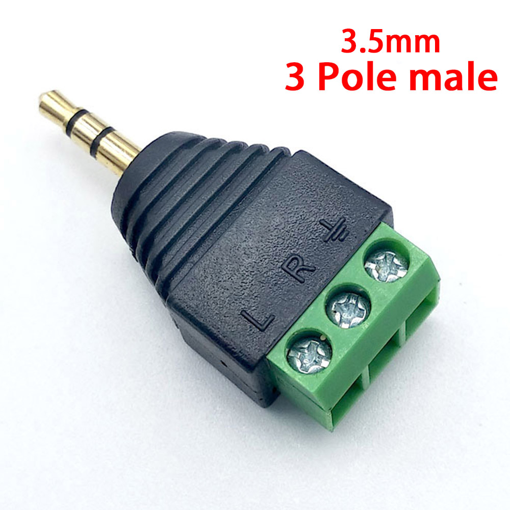 2/5/10 pcs 3.5mm jack headphone plug 3 pole/4 pole stereo Male/Female connector solderless audio head to terminal plug diy: Gold / 10-19Pcs