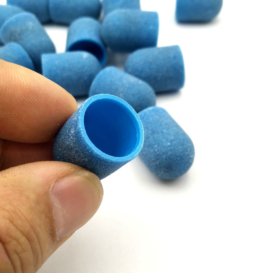 Lot de 20 embout de ponceuse avec poignée en caoutchouc, 13x19 mm, accessoires pour cuticules et pieds, pédicure, polissage, base en plastique, ponçage,