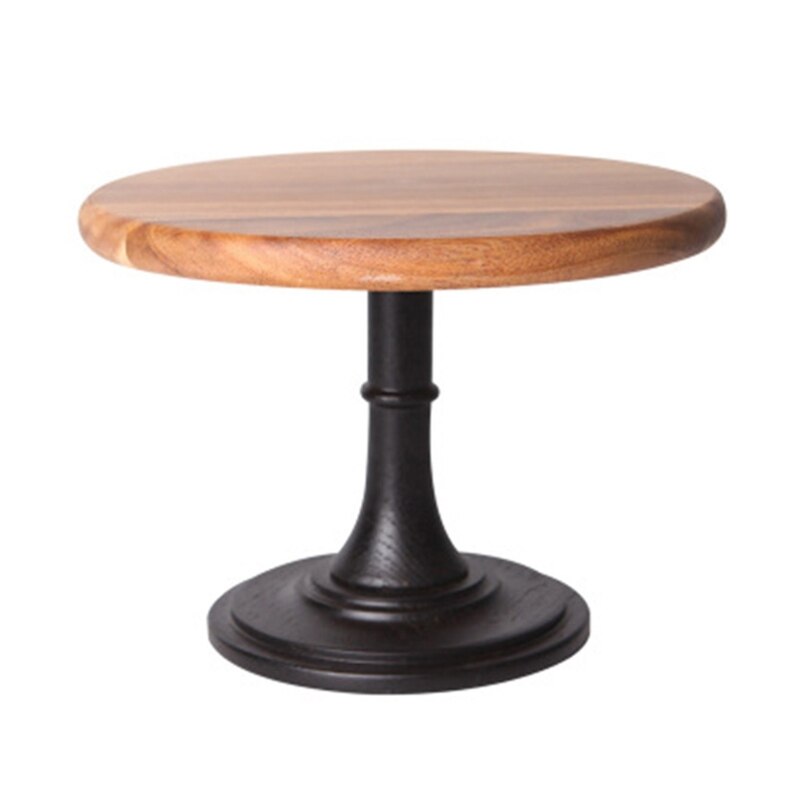 449C Tall Solid Wood Cake Pan Round Pedestal Dessert Table Tray Stand Holder Cupcake: M