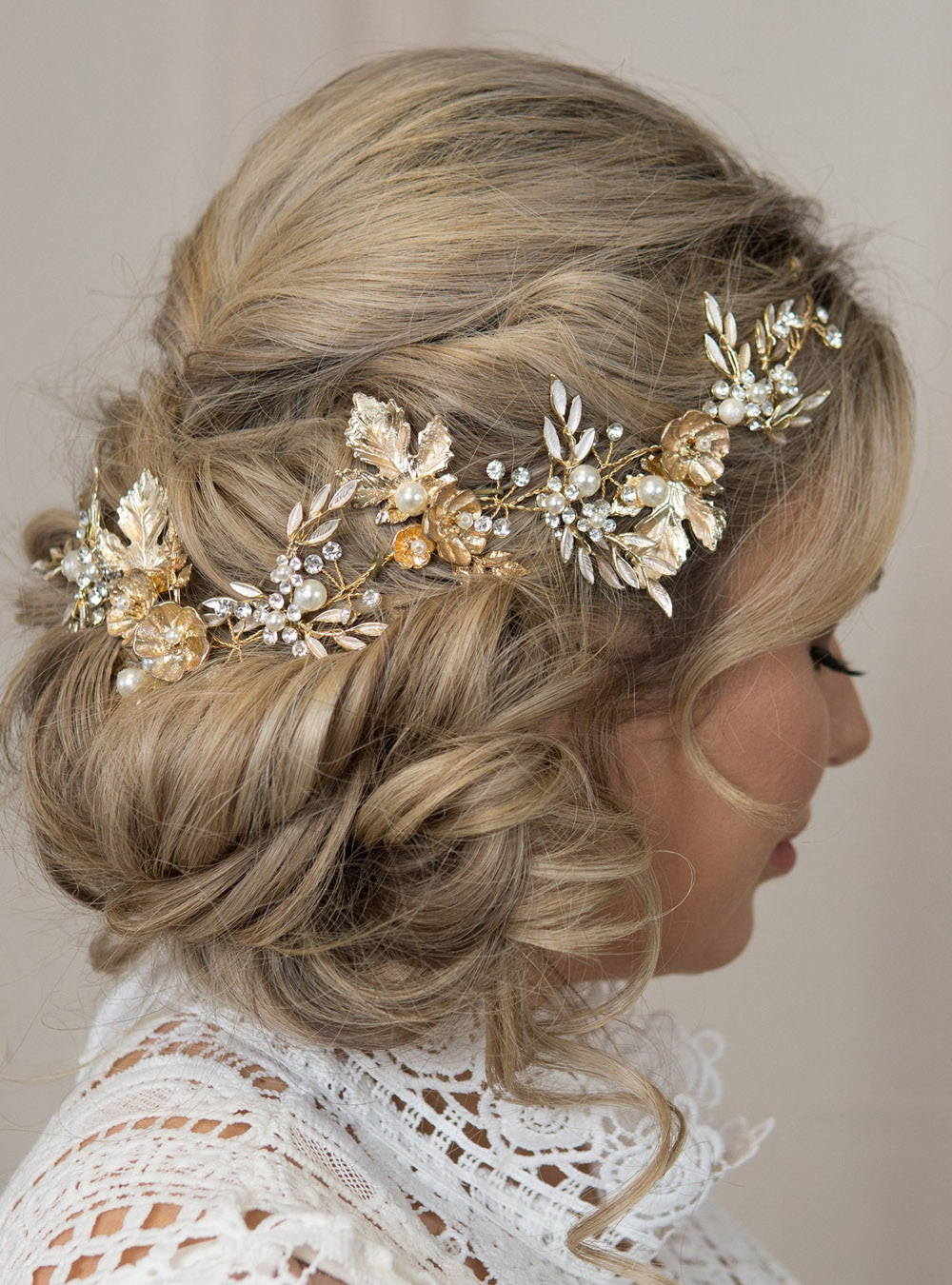 Enredadera dorada para el cabello para mujer, corona de hojas doradas, Tiara de boda, peine nupcial, corona dorada, metálico, dorado, enredadera de flores para el cabello