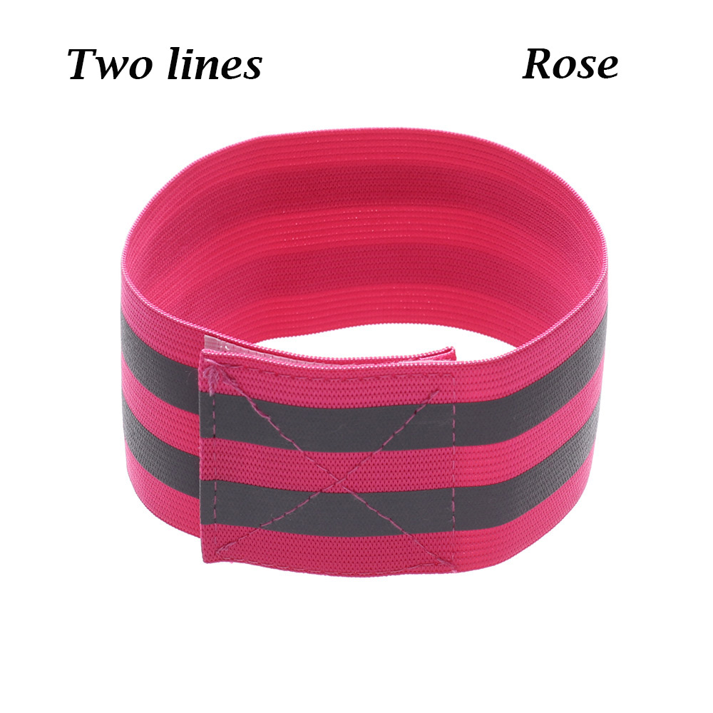 1Pcs Safety Alert Radfahren Reflektierende Streifen Warnung Armband Reflektor Armband Fahrrad Bind Strap Hosen Hand Bein Sport Band: two lines rose