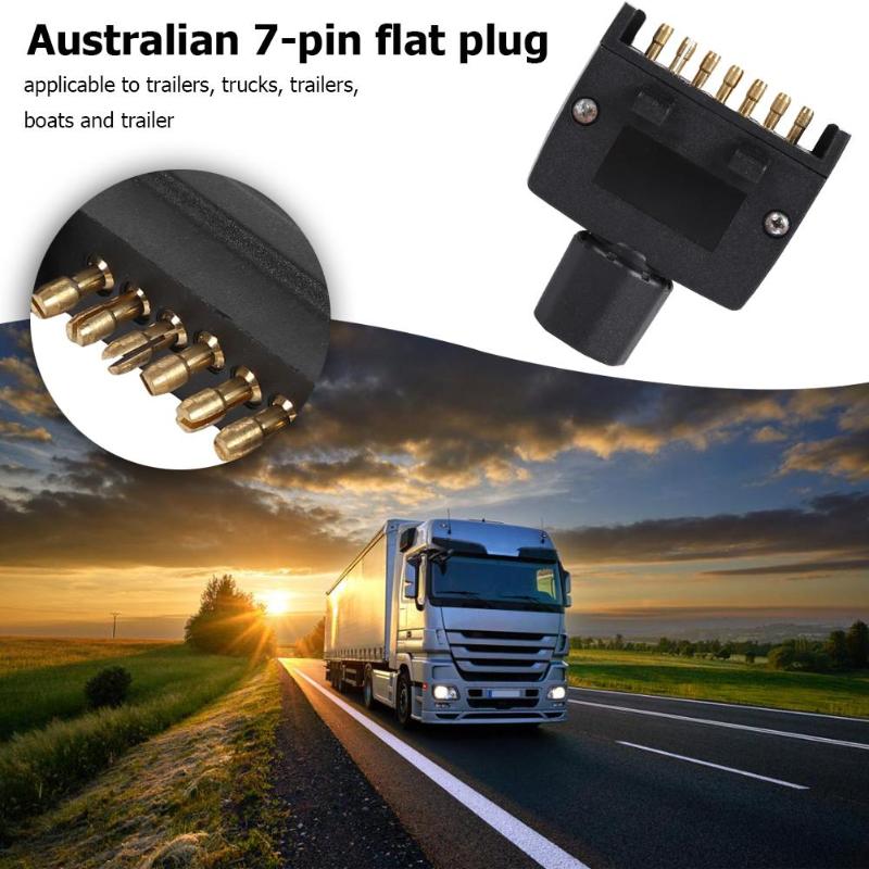 7 pin au flat han trailer stikkontakt stik adapter til rv båd lastbil velegnet til rv lastbil skib og trailer sort