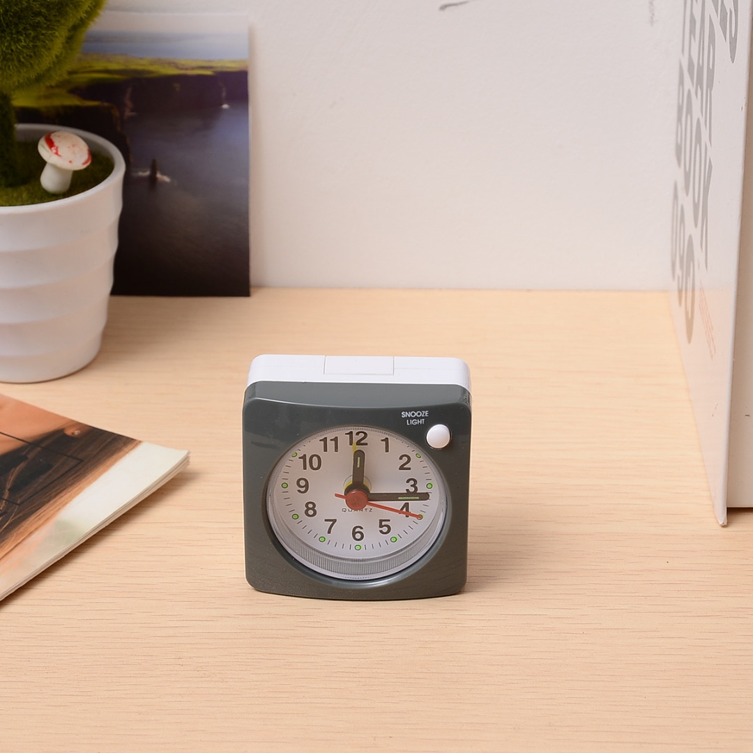 Square Small Bedside Alarm Clock LED Light Silent Sweep Alarm Timer No Ticking Snooze For Home Traveling Desktop Table Decor