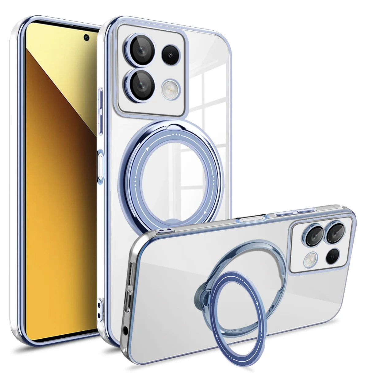 Etui til redmi note 13 pro plus 4g 5g xiaomi poco  x6 pro  x6 13t magsafe transparent ring trådløs opladning magnetisk linsecover: Bomuld / Blå