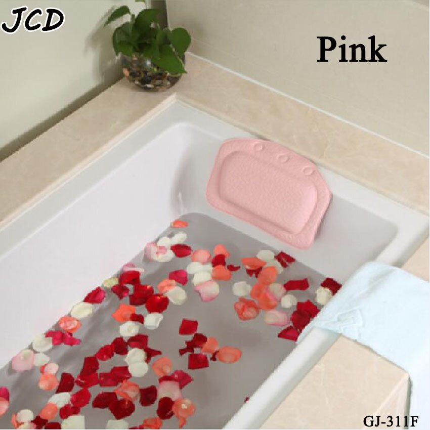 JCD SPA Bath Pillow Home Bathtub Pillow PVC Neck Bathtub Cushion Neck Support Pillow Soft Headrest Suction Cup Bathtub Pillow: Pink