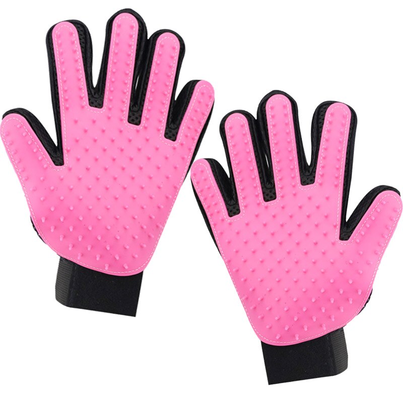 Gant en silicone pour chats | Peigne de Massage, poils d'animaux, brosse en silicone, accessoires de toilettage, fournitures de toilettage pour chats: Pink  A pair
