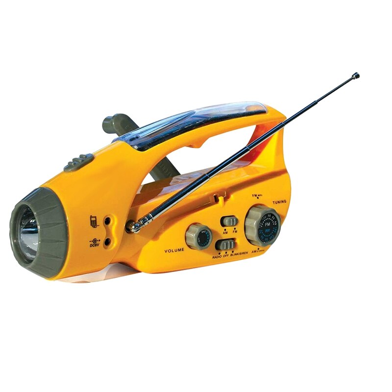 Hand-Crank Emergency Radio, Flashlight, Beacon, Cell Phone Charger