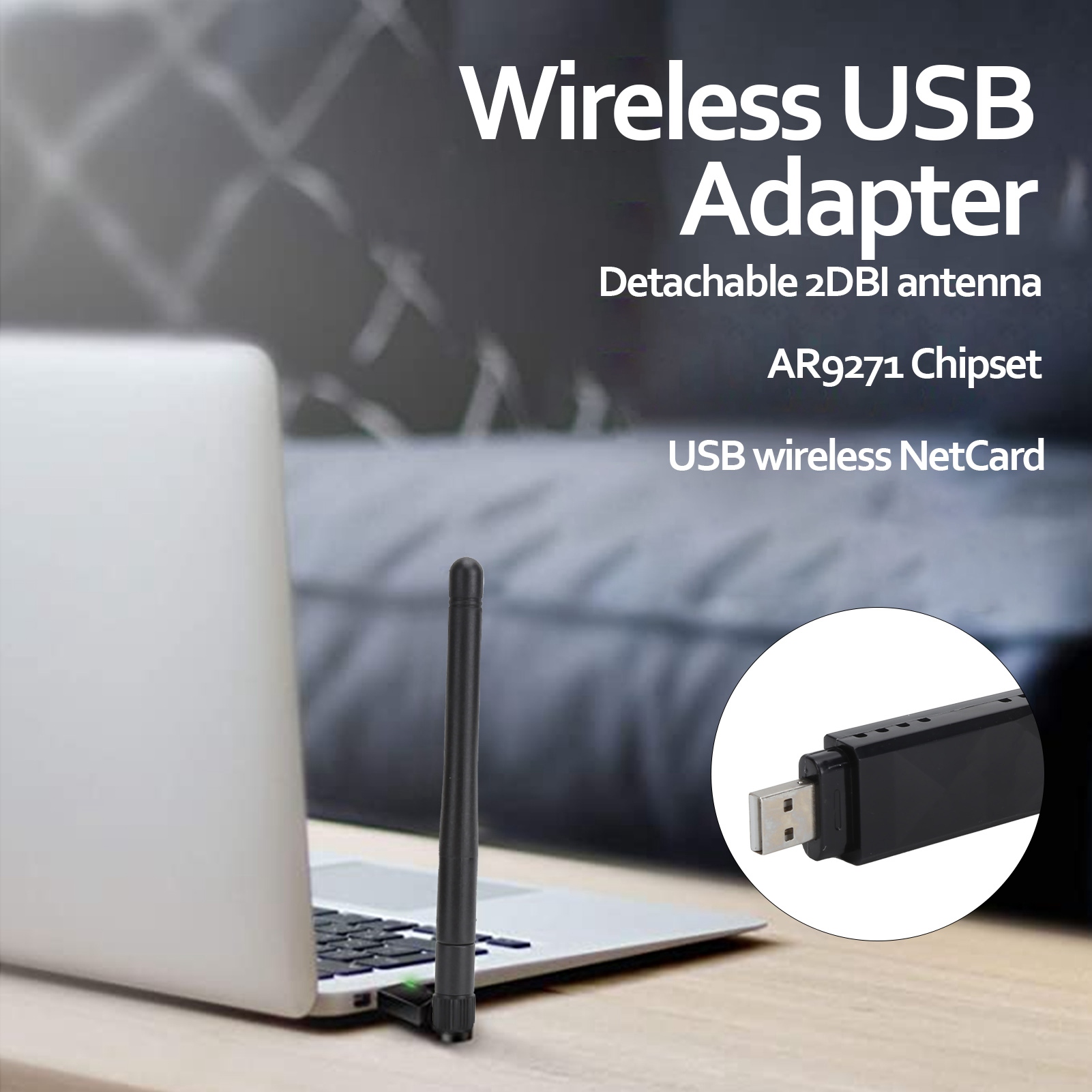 Drahtlose Netcard ar9271 USB-WLAN-Adapter abnehmbarer 2dbi Antennen adapter für TV-Computer