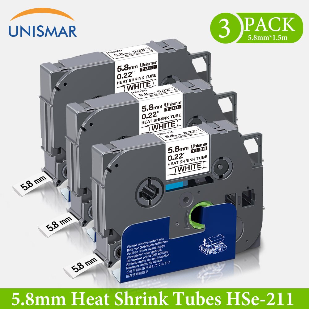 Unismar 5.8 millimetri Compatibile Fratello HSe 611 HSe-611 di Calore Del Tubo Termoretraibile Nero su Giallo per P-tocco etichetta creatore PTE300 PTE500 PTE550W: 3rosa nero on bianca