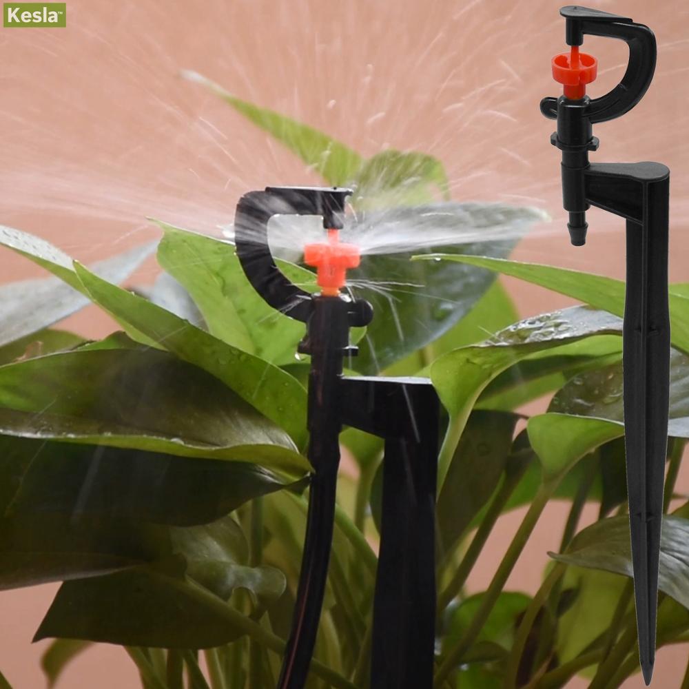 KESLA-rociador giratorio para jardín, 10 Uds., cabezal giratorio de 360 grados con estaca, boquillas de riego de manguera de 4/7mm