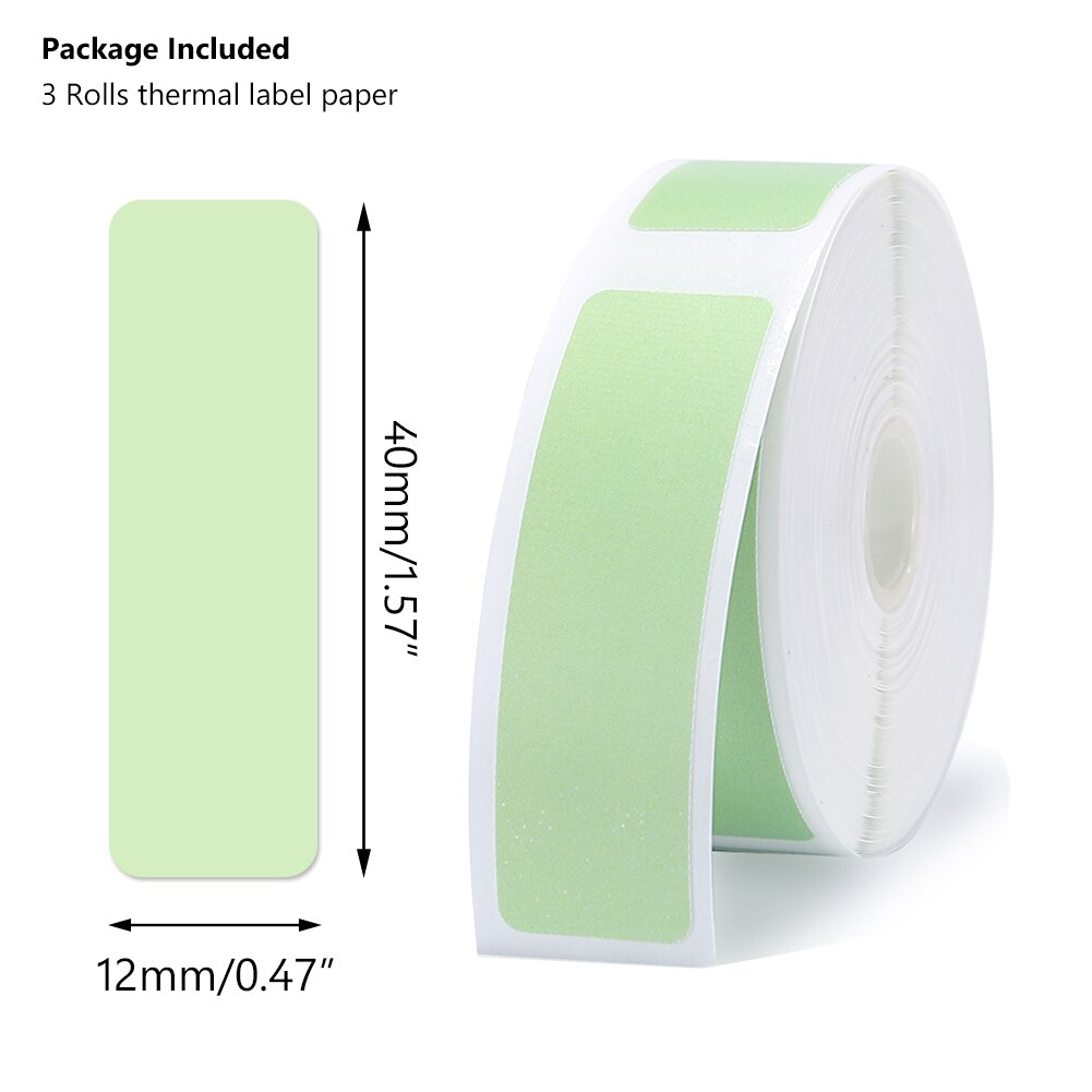D11 Label Printer Mini Portable Pocket No Ink Wireless Label Maker Machine for Mobile Phone Home Office Use Print With Name: Green paper 02