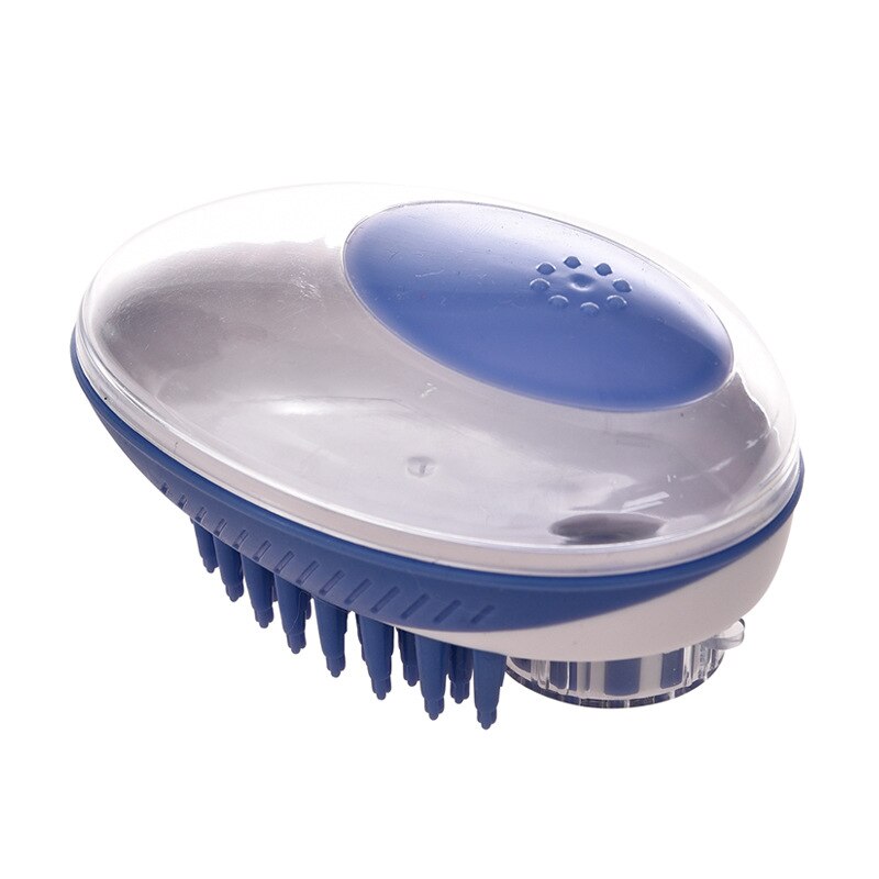 Cepillo de baño para perros y gatos, peine de silicona para SPA, champú, masaje, ducha, depilación, herramienta de aseo de limpieza,: Azul