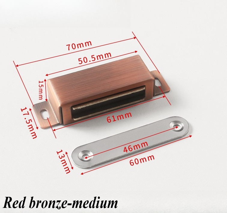 1 stk. magnetlås til køkkenskabslåger i rustfrit stål til tv-bord, skab og andre møbler, skuffedør: Sølv