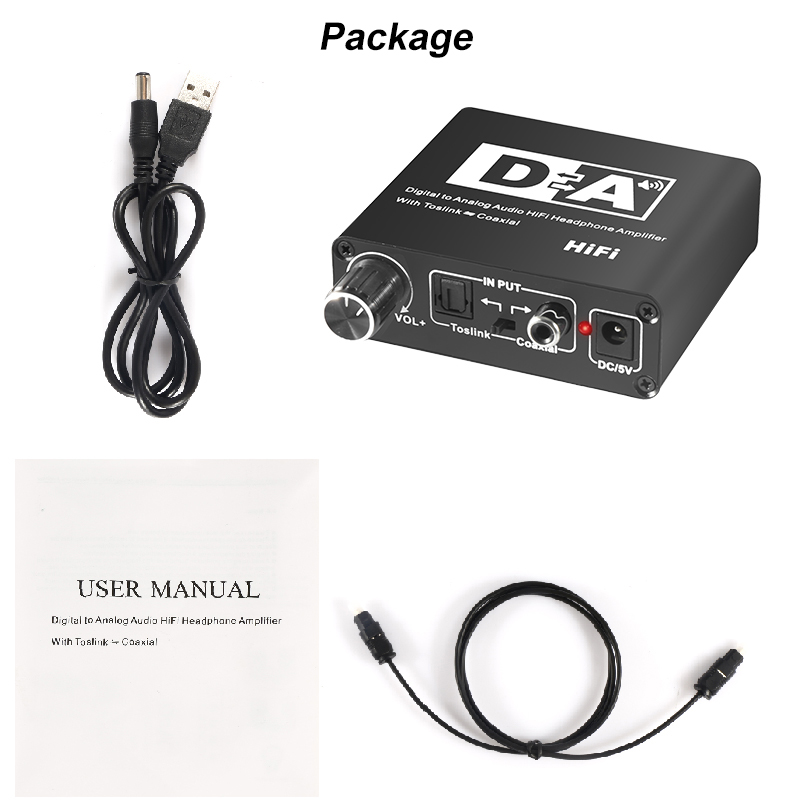 Hifi Dac Amp Digitale Audio Analoog Converter Rca 3.5 Mm Hoofdtelefoon Versterker Toslink Optische Coaxiale Uitgang Draagbare Dac 24bit