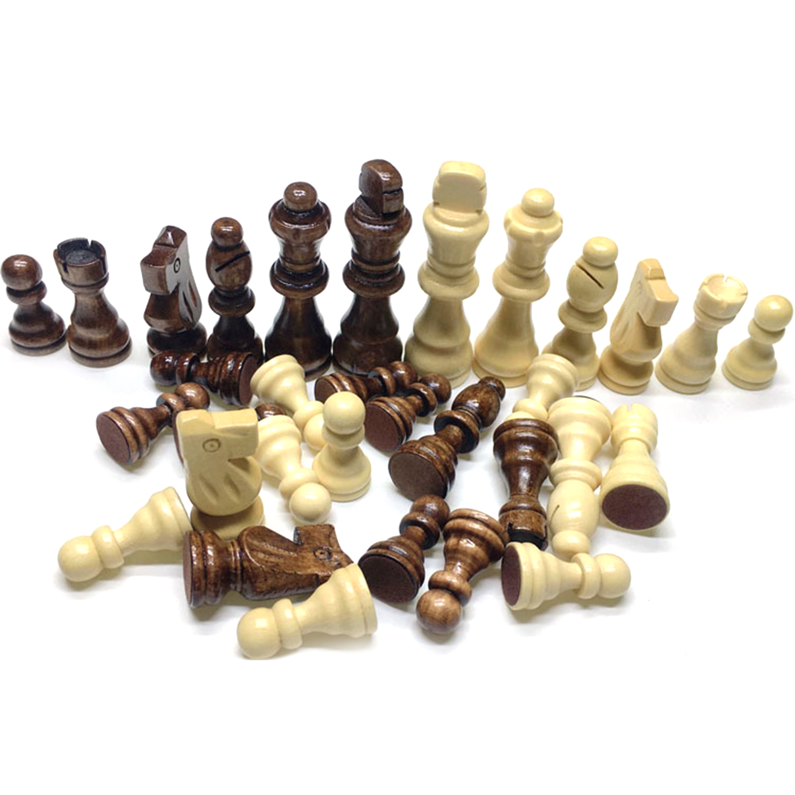 Wooden Chess Pieces Only 32 Pieces, Replacement Chess Figures without Board 32 Pieces Wooden Chess Pieces