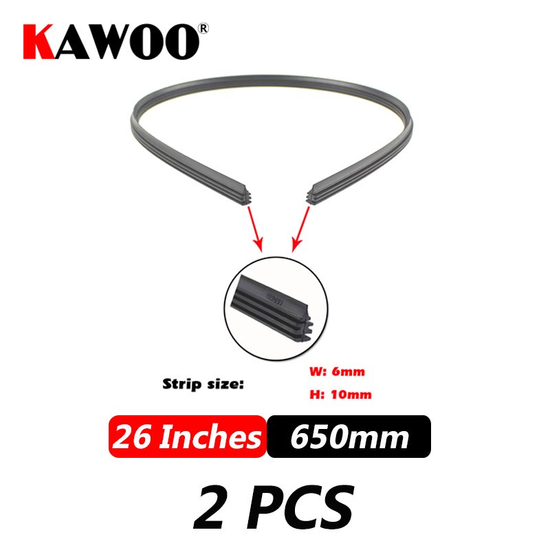 KAWOO Car Wiper Blade U Hook Universal Frameless Bracketless Rubber Car Windshield Wipe Blades 14"16"17"18"19"20"21"22"24"26"28"