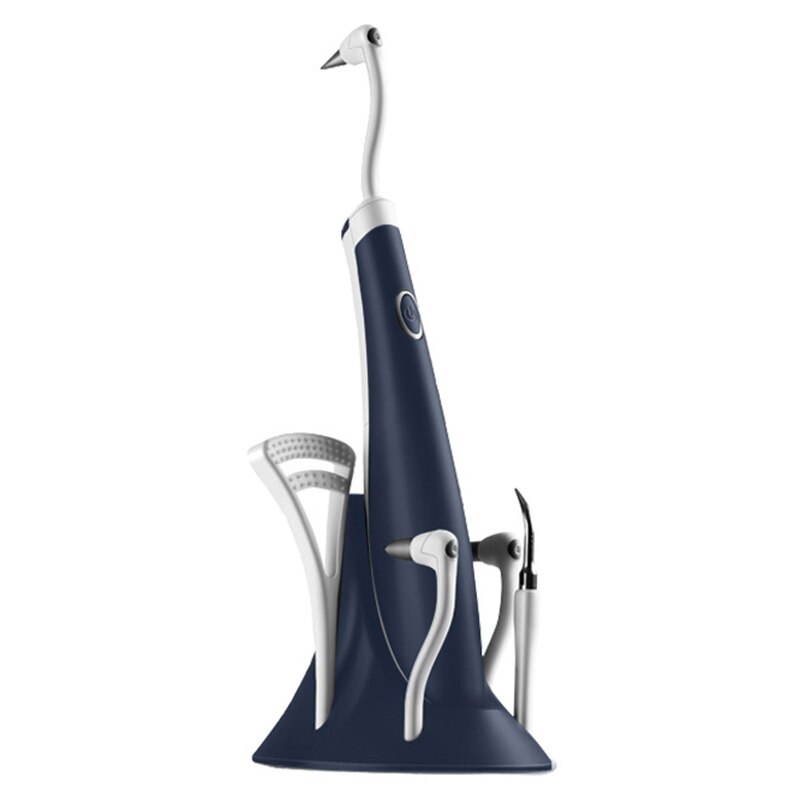 5 In 1 Scaler Ultrasonic Electric Tooth Polish Cleaner Stains Tartar Clean Tool Whiten Teeth Oral Teeth Clean Kit Tool: 02 black blue