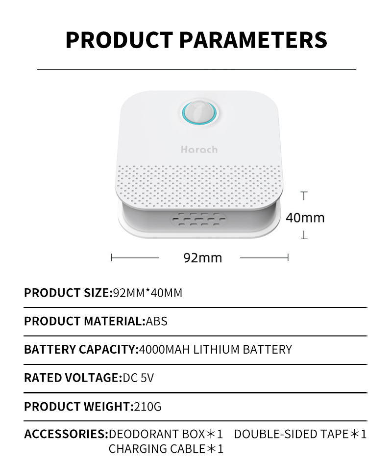 Purificador inteligente de olores para gatos, caja de arena desodorizante recargable de 2022 mAh, limpiador de aire para perros, desodorización de mascotas, 4000