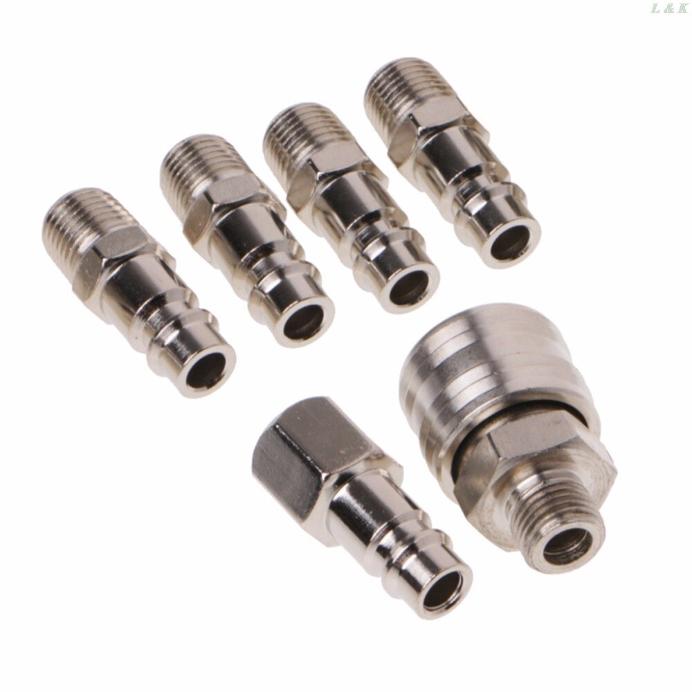 6 Pcs EURO Air Line Hose Compressor Fitting Connector Quick Release Set 1/4" BSP M03 L29K