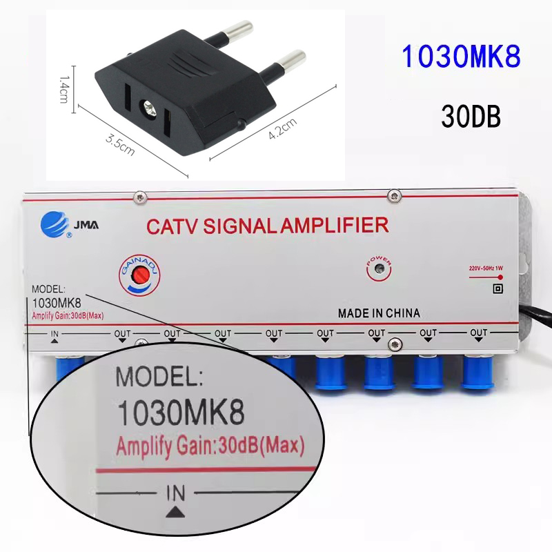 Ac 220V 4 Way Catv Kabel Tv Splitter Versterker 30db Digitale Tv Antenne Signaalbooster Home Tv Apparatuur 45Mhz Naar 860Mhz Us Plug: Paars