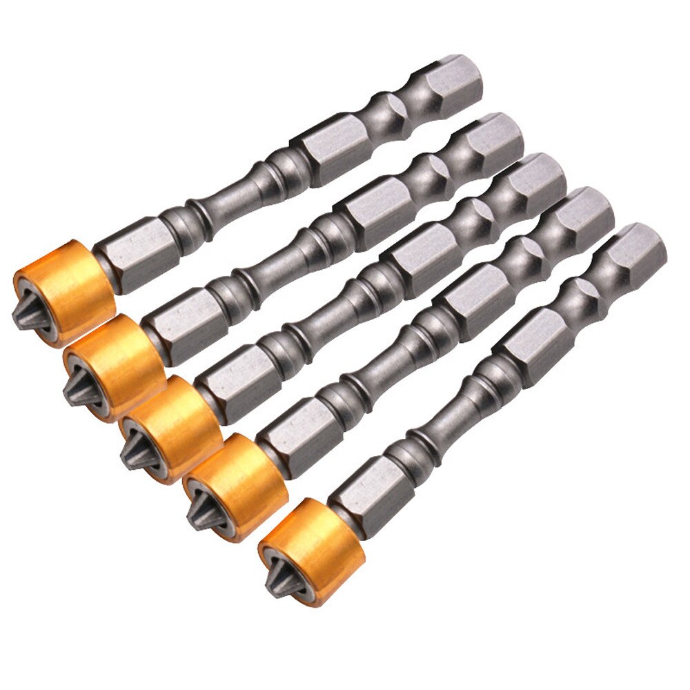 5pcs Anti-Slip 65mm Electric Magnetic Screwdriver Bit Ph2 Screw Hex Shank Hand Feb 22 Drywall Screwdriver Bit