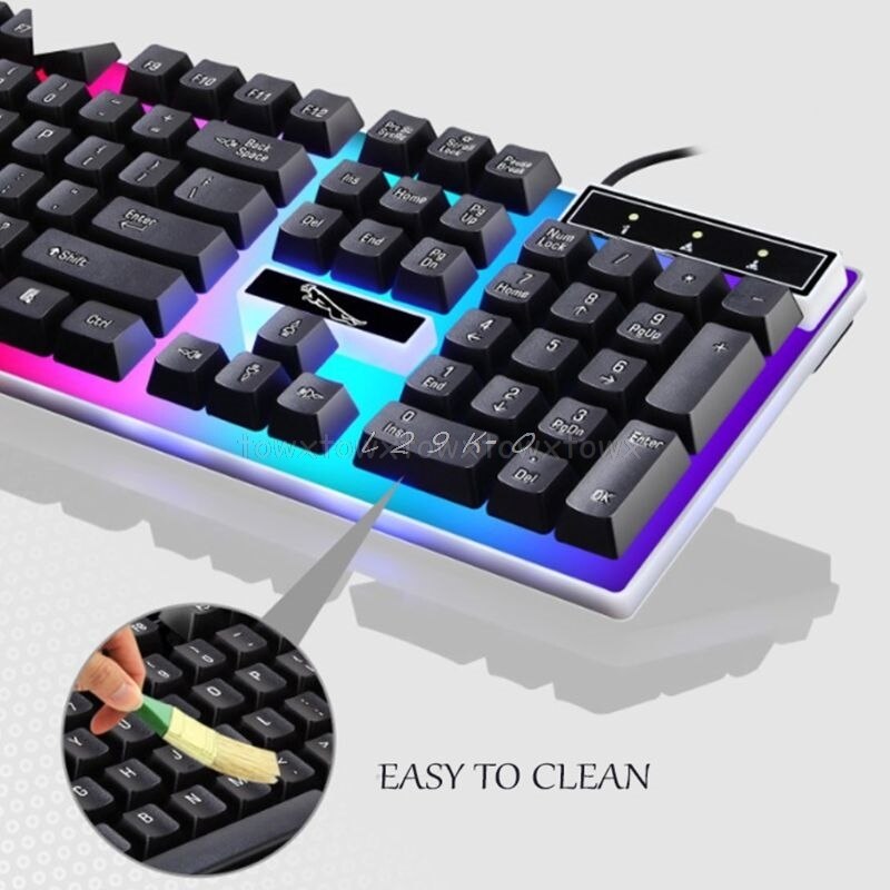 Usb ladelys tastatur og mus kit rainbow led gaming utstyr for  ps4 xbox one  d10 19