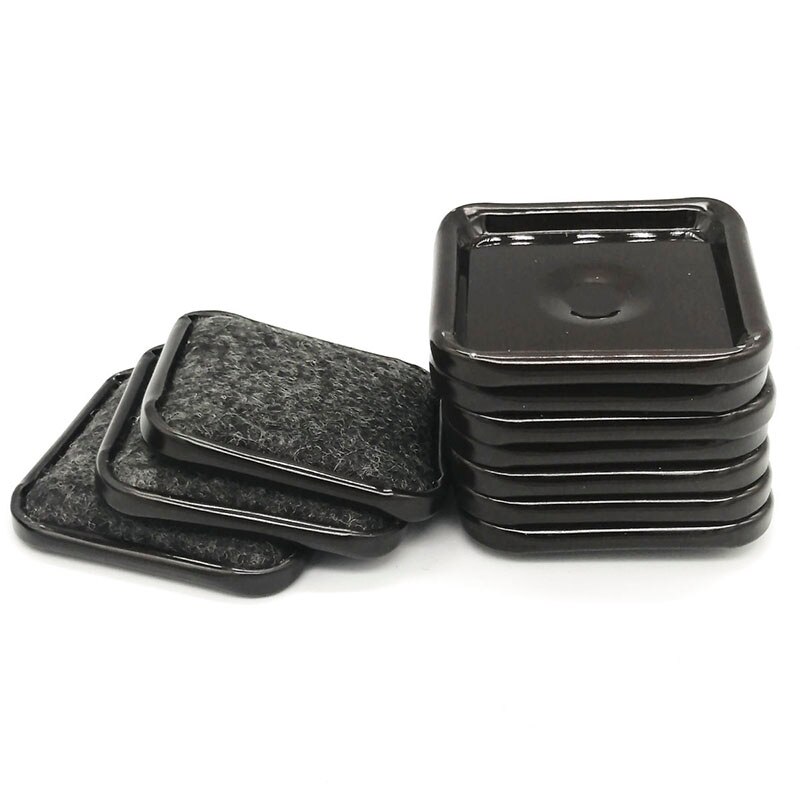 10/4pcs 2.5Inch Round-shape/Square Furniture Felt Caster Cups Covers Protector Rubber Table Chair Legs Feet Felt Cover Brown