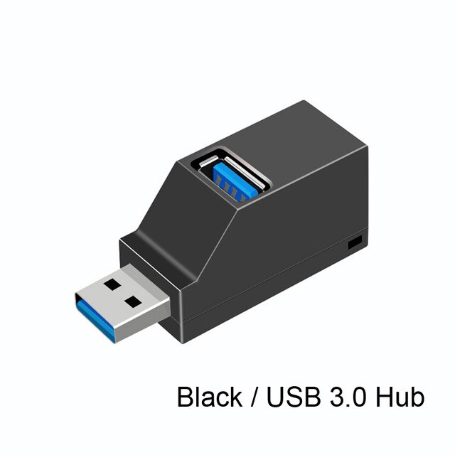 3 portas usb 3.0 hub mini divisor de alta velocidade caixa adaptador u leitor disco para portátil macbook: Black USB 3.0 HUB