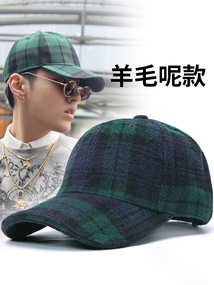 Women and Men Winter Outdoors Warm Felt Peaked Caps Dad Casual Thick Casquette Adult Plaid Wool Baseball Hats 55-62cm