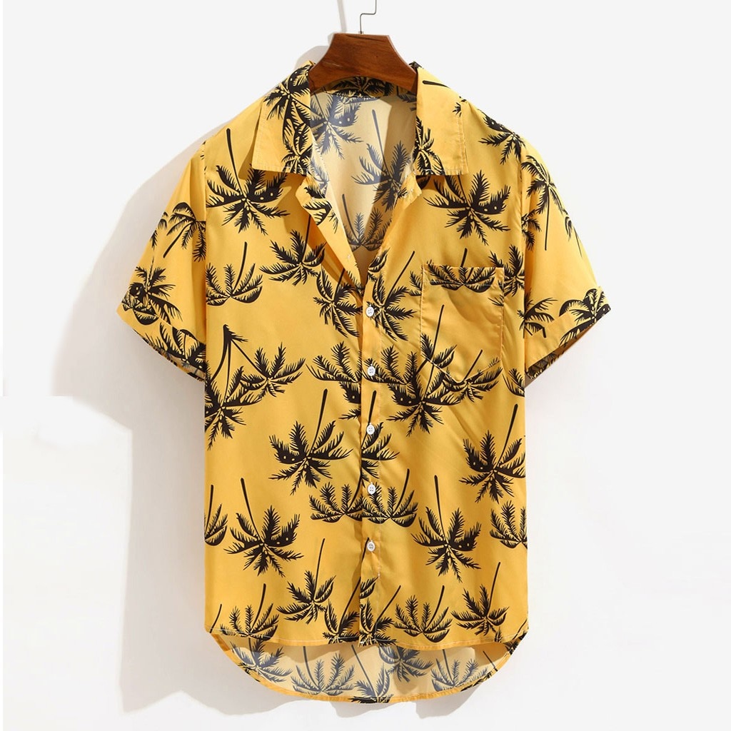 Mænds skjorte herre trykte hawaiianske løse strandtøj kortærmet afslappede knapper skjorte m -3xl hauts pour hommes plus størrelse