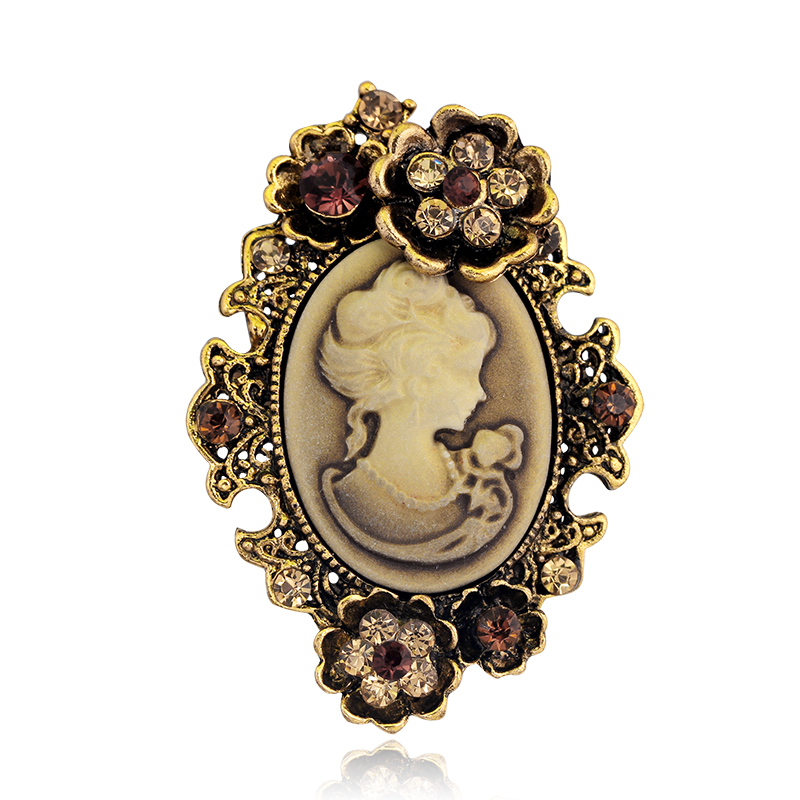 Estilo Vintage victoriano camafeo de Reina antiguo boda belleza broche Pin joyería: Chapado en platino