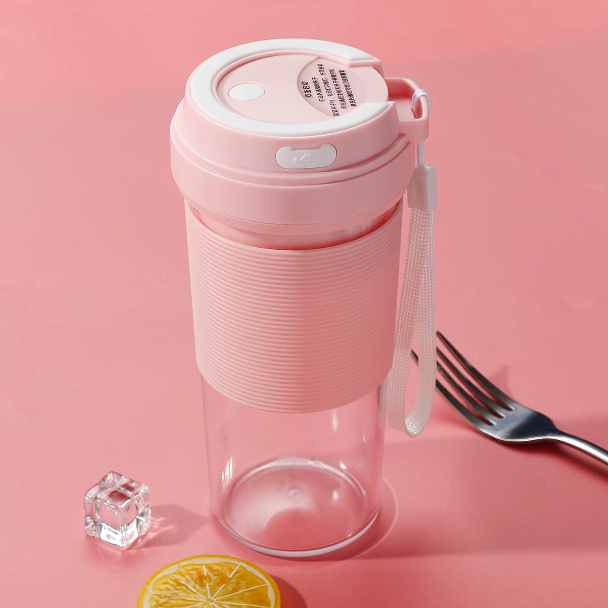 Draagbare elektrische sapcentrifuge, 400ml kleine fruitbekers, keukenmachine, mixer, mini-usb-oplaadbaar, 40 seconden snelle sapcentrifuge: Roze