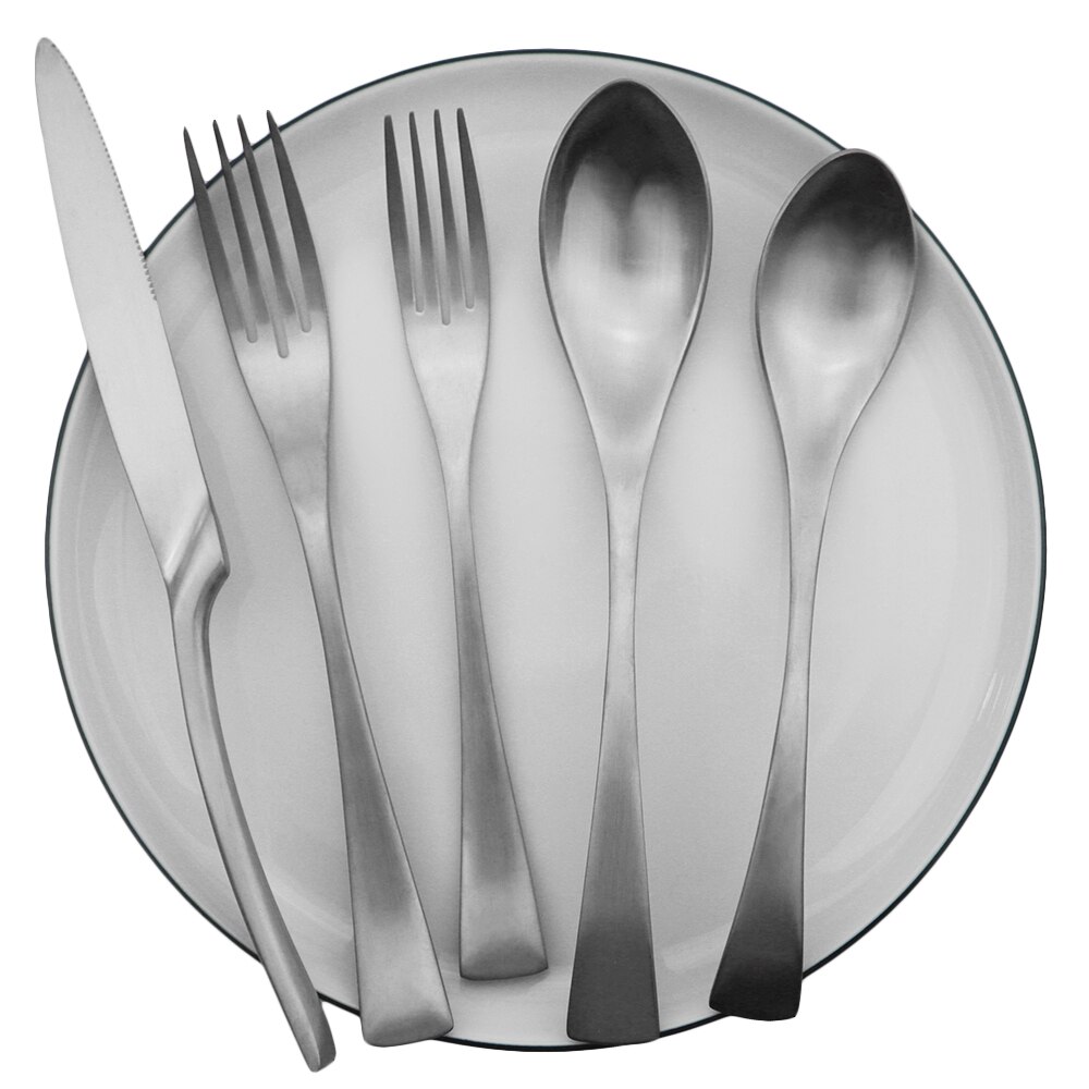 Sølv kniv gaffel skje bestikk sett bestikk sett restaurant servise sett 18/10 rustfritt stål kjøkken servise tilbehør: 5 stk a