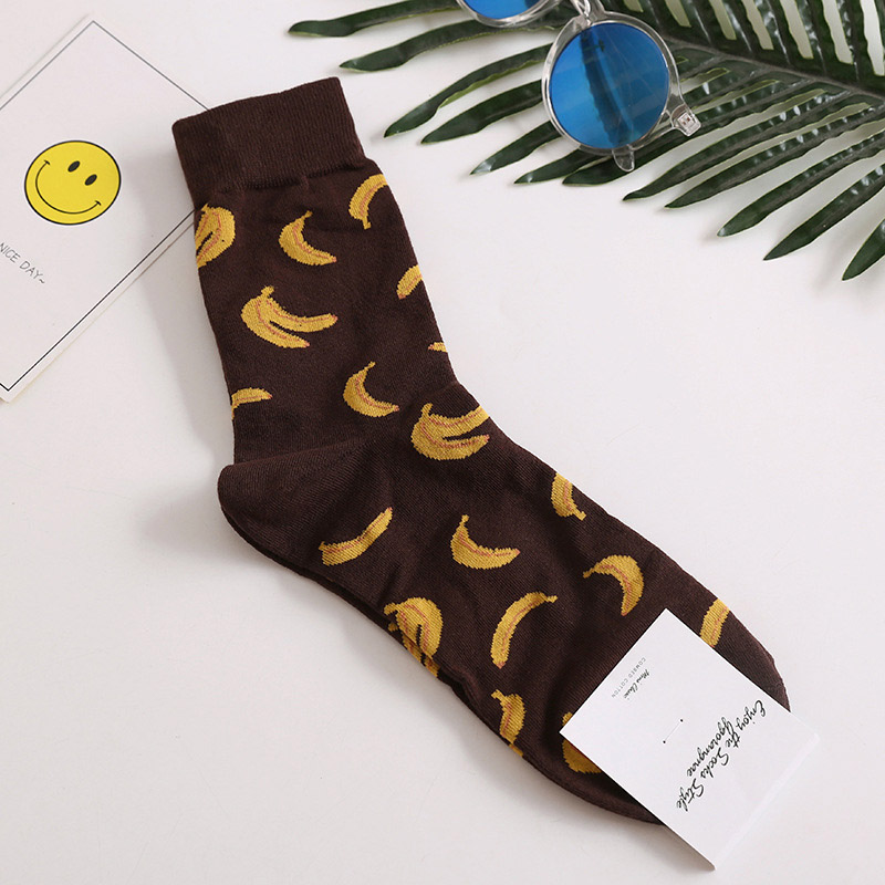 Frieten Banaan Bier Stijl Sokken Gelukkig Grappig Katoenen Sokken Cartoon Sokken Mannen Vrouwen Voedsel Fruit Streetwear Unisex Casual Sokken: Brown Banana