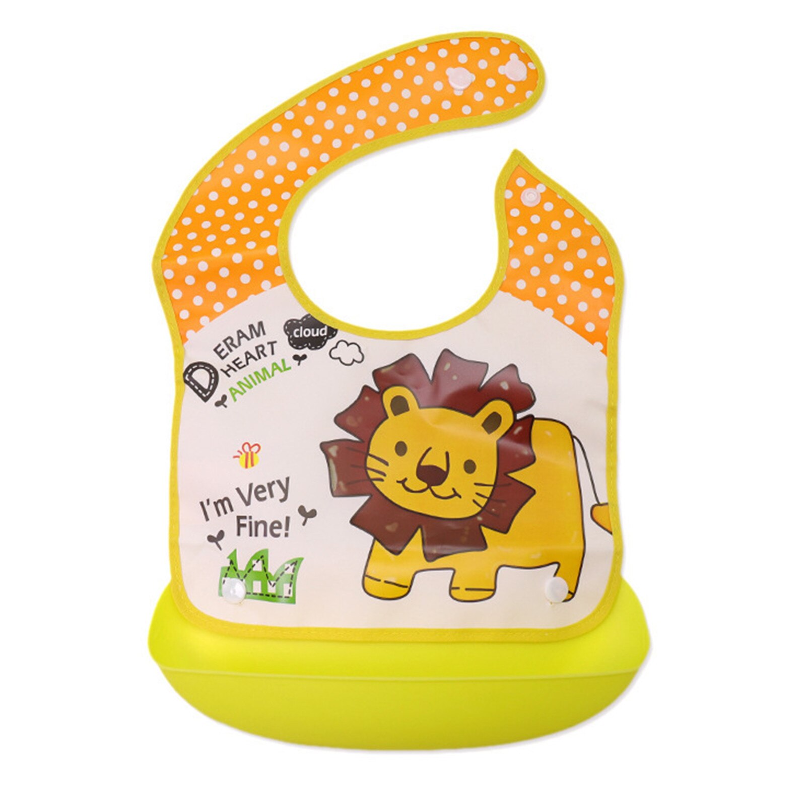 Baby Bib Adjustable Silicone Ssaliva Towel Reusable And Washable Cartoon Bibs With Silicone Food Catcher Children Bib: D