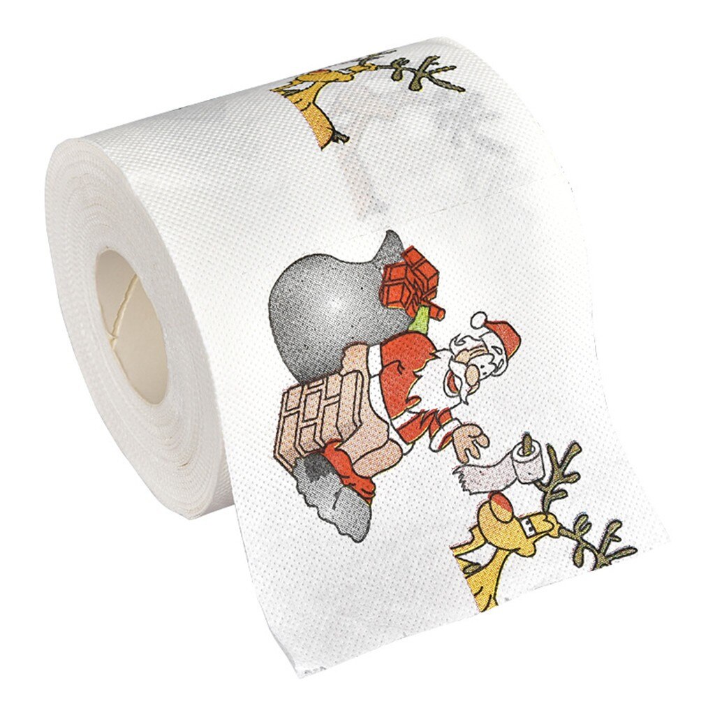 1/3/6 piezas de rollo de papel con navideño para decoraciones navideñas, papel higiénico divertido con adornos navideños para el hogar: 1 Roll