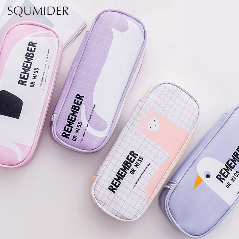 Estuche de lápices de animales para niñas y niños, bolso pluma dibujos , bolsa con cremallera de gran capacidad, suministros de papelería escolar