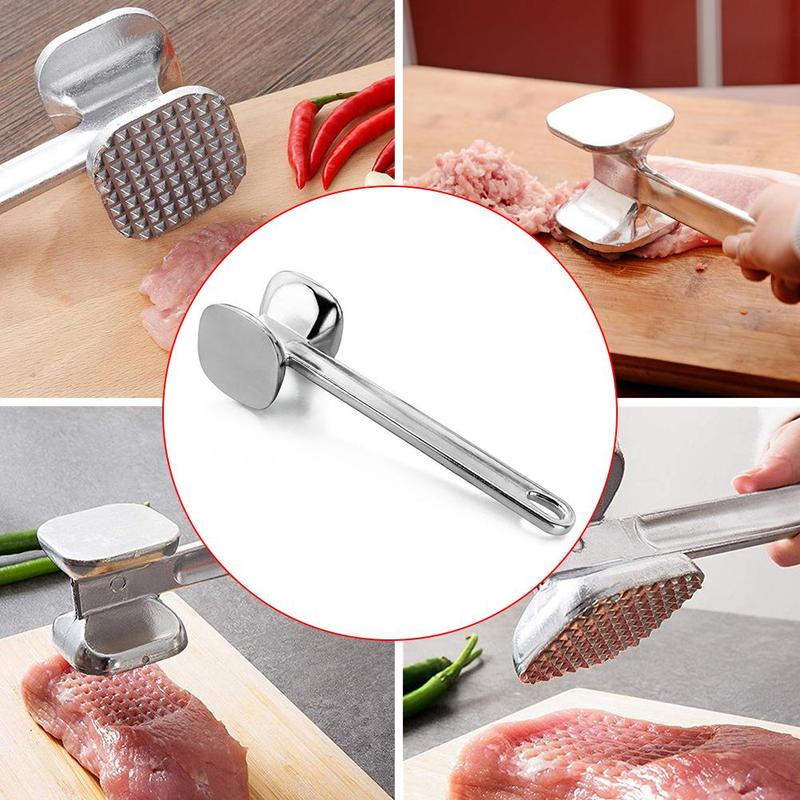 Stainless Steel Meat Hammer Pork Beef Steak Loose Meat Double Tenderizers Hammer Kitchen Sides Tools Hammer Meat Knock Y3D6
